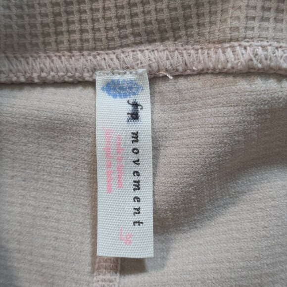 FP Movement by Free People Leggings Womens L Beige Lace Waffle Knit Yoga Pilates - Picture 3 of 16